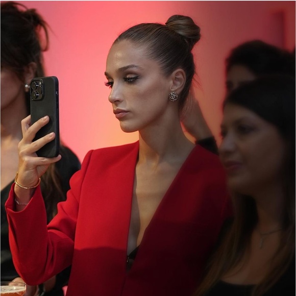 Zara Red Collarless Crop Blazer - Picture 9 of 16